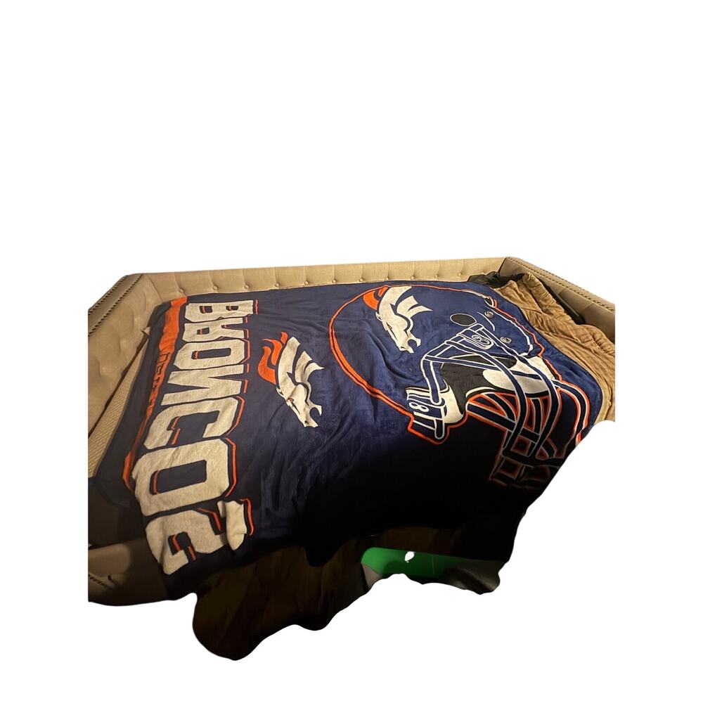 Denver Broncos Fleece Blanket Navy Orange NFL Team Logo